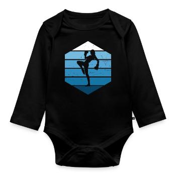 Kickboxing Boxing Boxen Kickboxen Kickbox - Organic Longsleeve Baby Bodysuit - black - Front