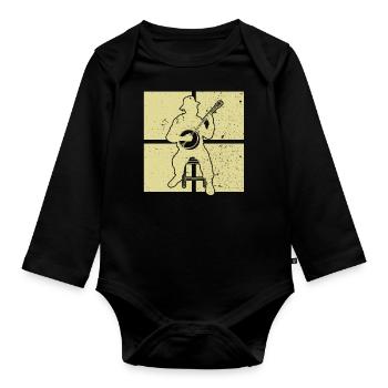 Banjo Banjospieler Banjoist - Baby Bio-Langarm-Body - Schwarz - Vorne