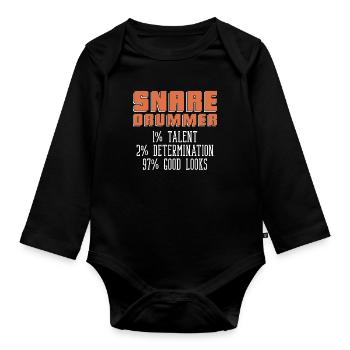 Snare Drummer 1% Talent 2% Determination Drum Line - Body Bébé bio manches longues - noir - Devant