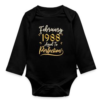 February 1988 February aged to perfection 1988 - Organic Longsleeve Baby Bodysuit - black - Front