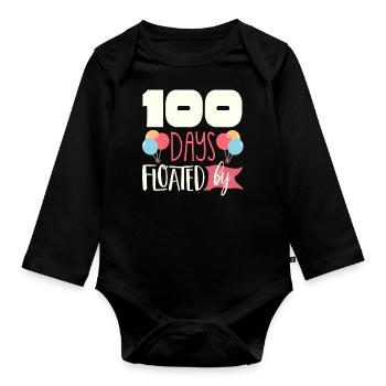 100 days school, 100 days smarter, school - Organic Longsleeve Baby Bodysuit - black - Front