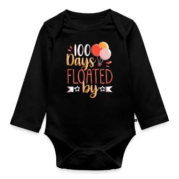 100 days school, 100 days smarter, school - Organic Longsleeve Baby Bodysuit - black - Front