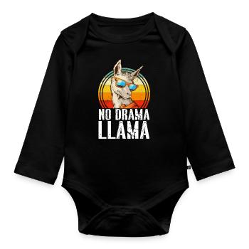 No Drama LLama - Organic Longsleeve Baby Bodysuit - black - Front