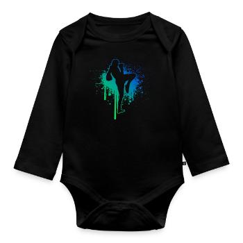 Thai Boxing Thai Boxer Thai Boxing Men's Thai Boxing - Organic Longsleeve Baby Bodysuit - black - Front