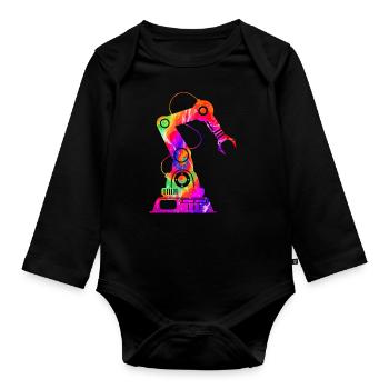 Ingénieur en robotique robotique Tie Dye - Body Bébé bio manches longues - noir - Devant