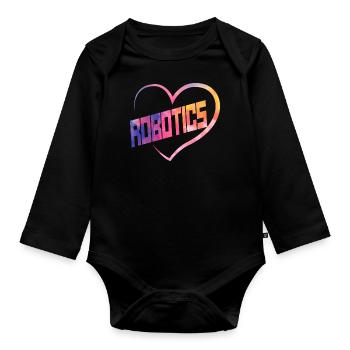 Robot Robotics Engineer Watercolor - Organic Longsleeve Baby Bodysuit - black - Front