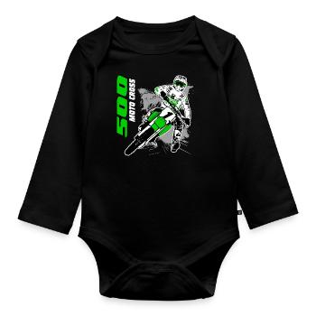 Moto Cross - Motocross - Supercross - MX - SX - Baby Bio-Langarm-Body - Schwarz - Vorne