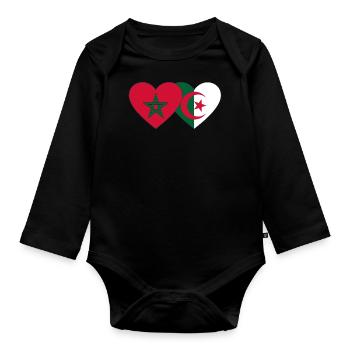Maroc Algérie Drapeau Coeur - Body Bébé bio manches longues - noir - Devant