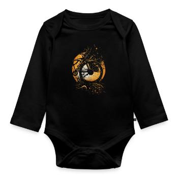 Bright & bold bicycle art - Organic Longsleeve Baby Bodysuit - black - Front