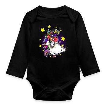 Carnaval Carnival Mask et Pearl Unicorn Party - Body Bébé bio manches longues - noir - Devant