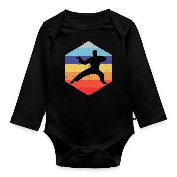 Kung Fu Martial Arts Kungfu Men Wushu Women - Organic Longsleeve Baby Bodysuit - black - Front