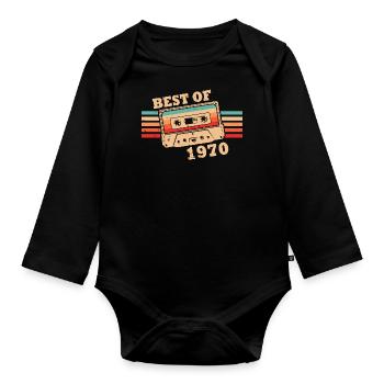 Best Of 1970 Vintage Retro Kassette - Baby Bio-Langarm-Body - Schwarz - Vorne