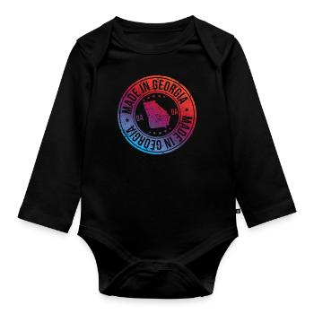 Made in Georgia USA Retro - Organic Longsleeve Baby Bodysuit - black - Front