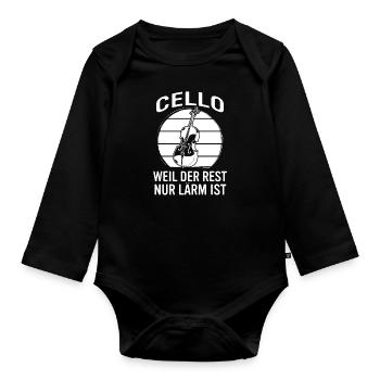 Cello Cellospieler Cellist - Baby Bio-Langarm-Body - Schwarz - Vorne