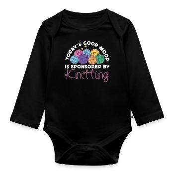 Knitting Knitter Today's Good Mood - Baby Bio-Langarm-Body - Schwarz - Vorne