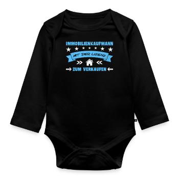 Spruch Immobilienkaufmann Makler - Baby Bio-Langarm-Body - Schwarz - Vorne