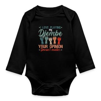 Djembe I Love Playing My Djembe Musical Instrument - Organic Longsleeve Baby Bodysuit - black - Front