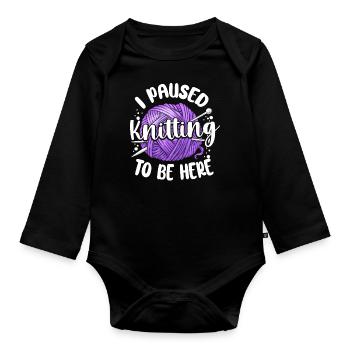 Knitting Knitter I Paused Knitting - Baby Bio-Langarm-Body - Schwarz - Vorne