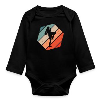 Thai Boxing Women Thaiboxing Men Thai Box - Organic Longsleeve Baby Bodysuit - black - Front