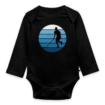 Floorball féminin Hockey masculin Floorball Innebandy - Body Bébé bio manches longues - noir - Devant