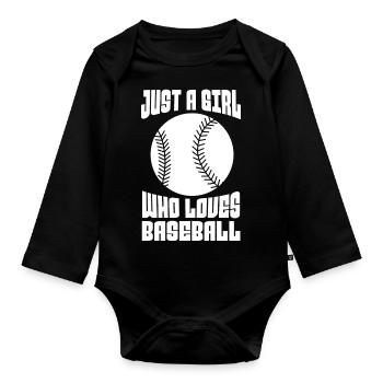 Baseball Baseballteam Baseballer Baseballspieler - Baby Bio-Langarm-Body - Schwarz - Vorne