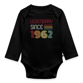 Birthday Legendary Since 1962 - Organic Longsleeve Baby Bodysuit - black - Front