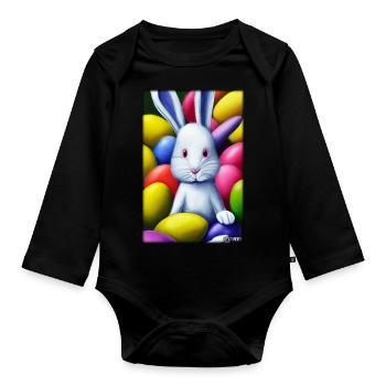 Rabbit Easter Easter Pet Easter Holiday - Organic Longsleeve Baby Bodysuit - black - Front