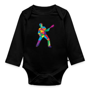 Guitar Polygon Guitarists - Organic Longsleeve Baby Bodysuit - black - Front