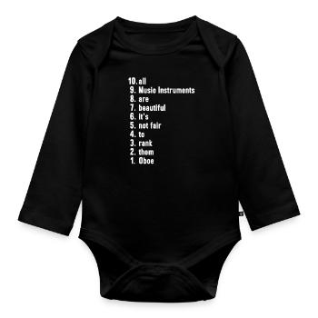 Funny Musician Quotes Oboe Player Gift - Organic Longsleeve Baby Bodysuit - black - Front