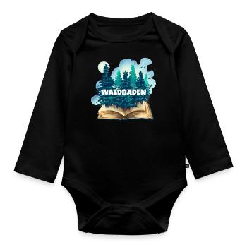 Entspannung Waldbaden Achtsamkeitstrainer Natur - Baby Bio-Langarm-Body - Schwarz - Vorne