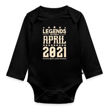 Geschenk Legende April 2021 Geschenk April 2021. April - Baby Bio-Langarm-Body - Schwarz - Vorne