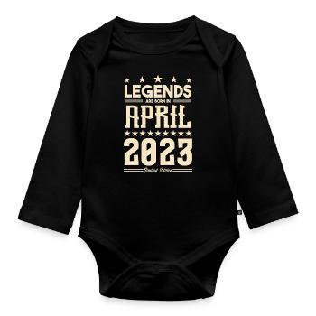 Geschenk Legende April 2023 Geschenk April 2023. April - Baby Bio-Langarm-Body - Schwarz - Vorne