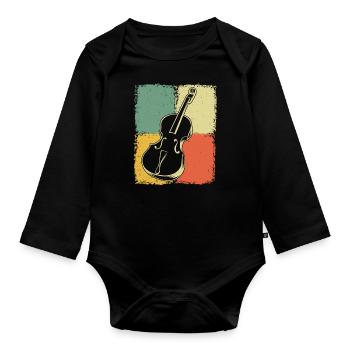 Cello Cellospieler Cellist - Baby Bio-Langarm-Body - Schwarz - Vorne
