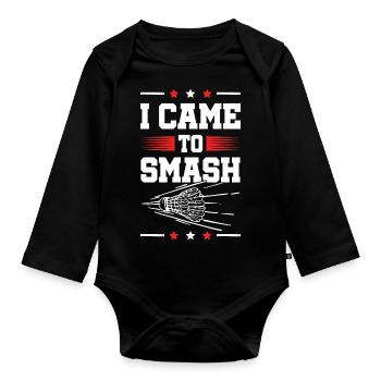 badminton smash - Baby Bio-Langarm-Body - Schwarz - Vorne