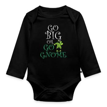 Gnome - Gnome Collecting - Gnome Collector - Body Bébé bio manches longues - noir - Devant