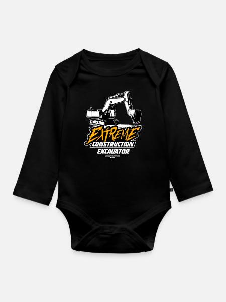 Raupenbagger - Bagger - Kettenbagger - Baby Bio-Langarm-Body - Schwarz
