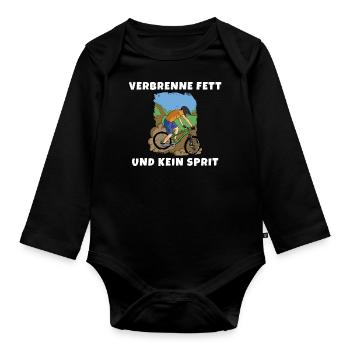Verbrenne Fett und kein Sprit Eine nachhaltige Art - Baby Bio-Langarm-Body - Schwarz - Vorne
