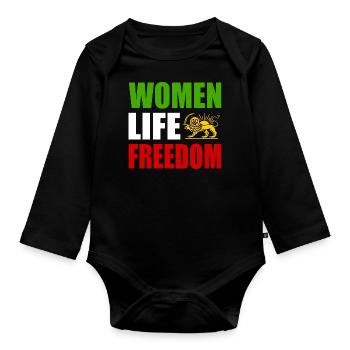 Women life freedom - Body Bébé bio manches longues - noir - Devant