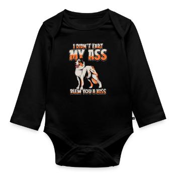 Australian Shepherd - Organic Longsleeve Baby Bodysuit - black - Front
