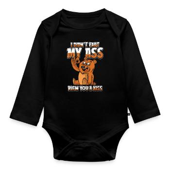 Grizzly Bear Brown Bear - Organic Longsleeve Baby Bodysuit - black - Front