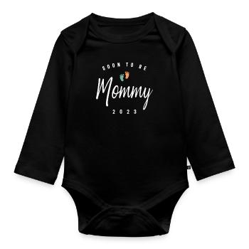 Womens Mom Soon To Be Mommy 2023 Mother Pregnant - Organic Longsleeve Baby Bodysuit - black - Front