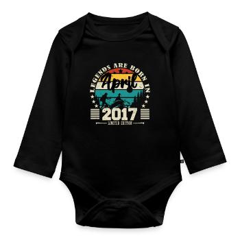 April 2017 Birthday gift April 2017. April - Organic Longsleeve Baby Bodysuit - black - Front