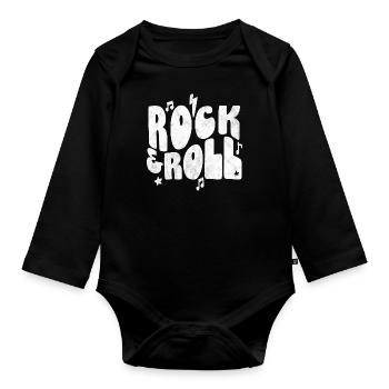 Rock and Roll - Organic Longsleeve Baby Bodysuit - black - Front