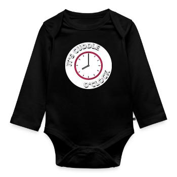 It's Cuddle O Clock - Organic Longsleeve Baby Bodysuit - black - Front