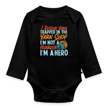 Knitting Knitter I Rescue Yarn - Baby Bio-Langarm-Body - Schwarz - Vorne