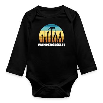 Wandergesellen Wandersmann Wandergeselle - Baby Bio-Langarm-Body - Schwarz - Vorne