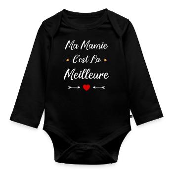 Ma mamie c'est la meilleure - Body Bébé bio manches longues - noir - Devant