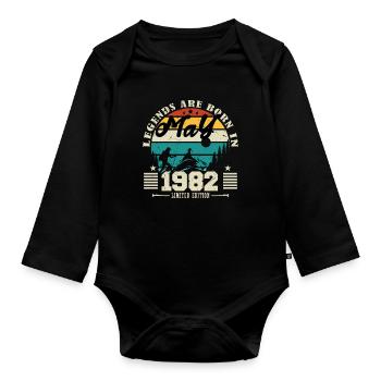 May 1982 Birthday gift May 1982. May 1982. - Organic Longsleeve Baby Bodysuit - black - Front
