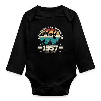 May 1957 Birthday present May 1957. May 1957. - Organic Longsleeve Baby Bodysuit - black - Front