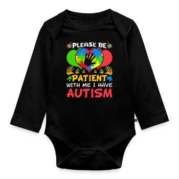 Patient Puzzle Herz haben Autismus Bewusstsein - Baby Bio-Langarm-Body - Schwarz - Vorne